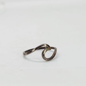Vintage Sterling Silver 925 Wave Ring Tide Beach Dainty Thin Band Stack 7 Patina